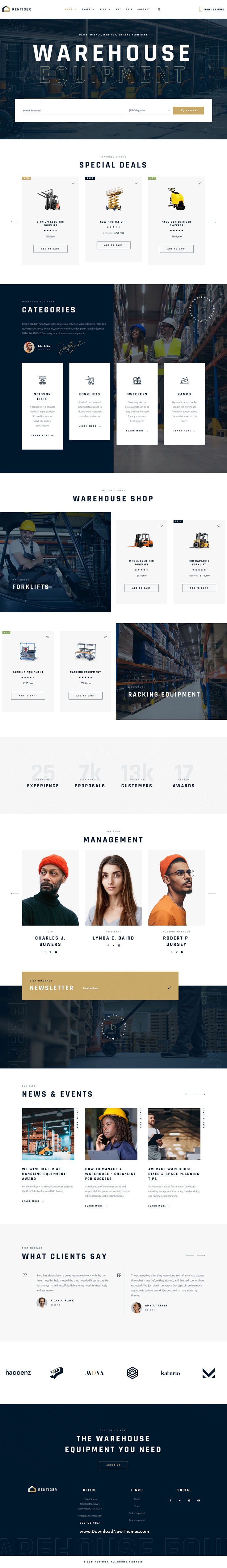 Rentiger - Warehouse Equipment WordPress Theme Review