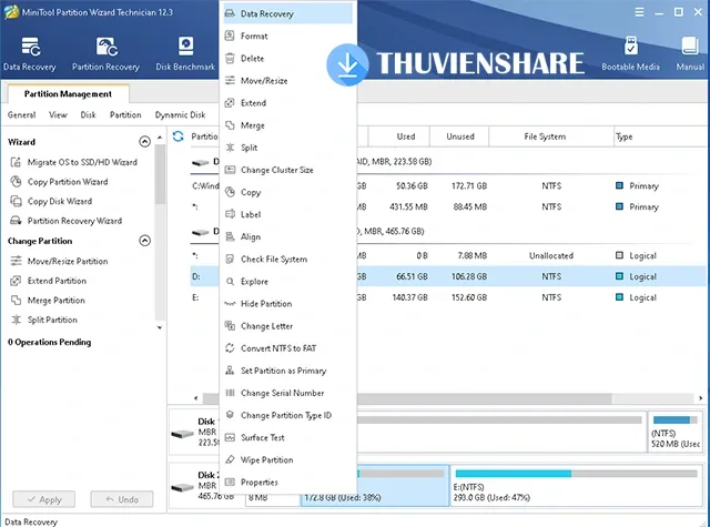 MiniTool Partition Wizard 12.3 Full - Phần mềm quản lý ổ cứng dữ liệu dễ dàng, mạnh mẽ