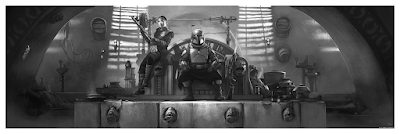 New York Comic Con 2021 Exclusive The Mandalorian “Boba’s Throne” Star Wars Giclee Print by Pablo Olivera x Bottleneck Gallery