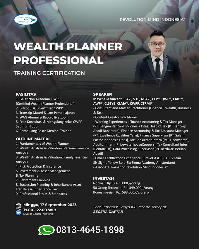 WA.0813-4645-1898 | Gelar Non Akademik Certified Wealth Planner Professional (CWPP) 17 September 2023