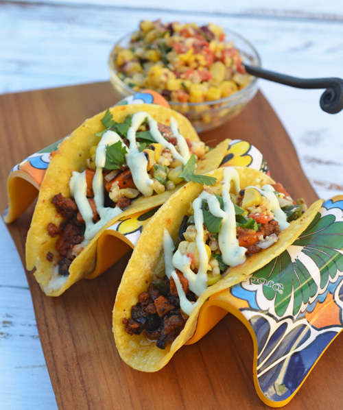 Chorizo, Sweet Potato, and Black Bean Tacos on the Big Green Egg