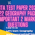 ABTA TEST PAPER 2021-2022 GEOGRAPHY PAGE 41  IMPORTANT 2 MARKS QUESTIONS