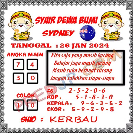 Prediksi Dewa Bumi Sdy Jumat 26-Januari-2024