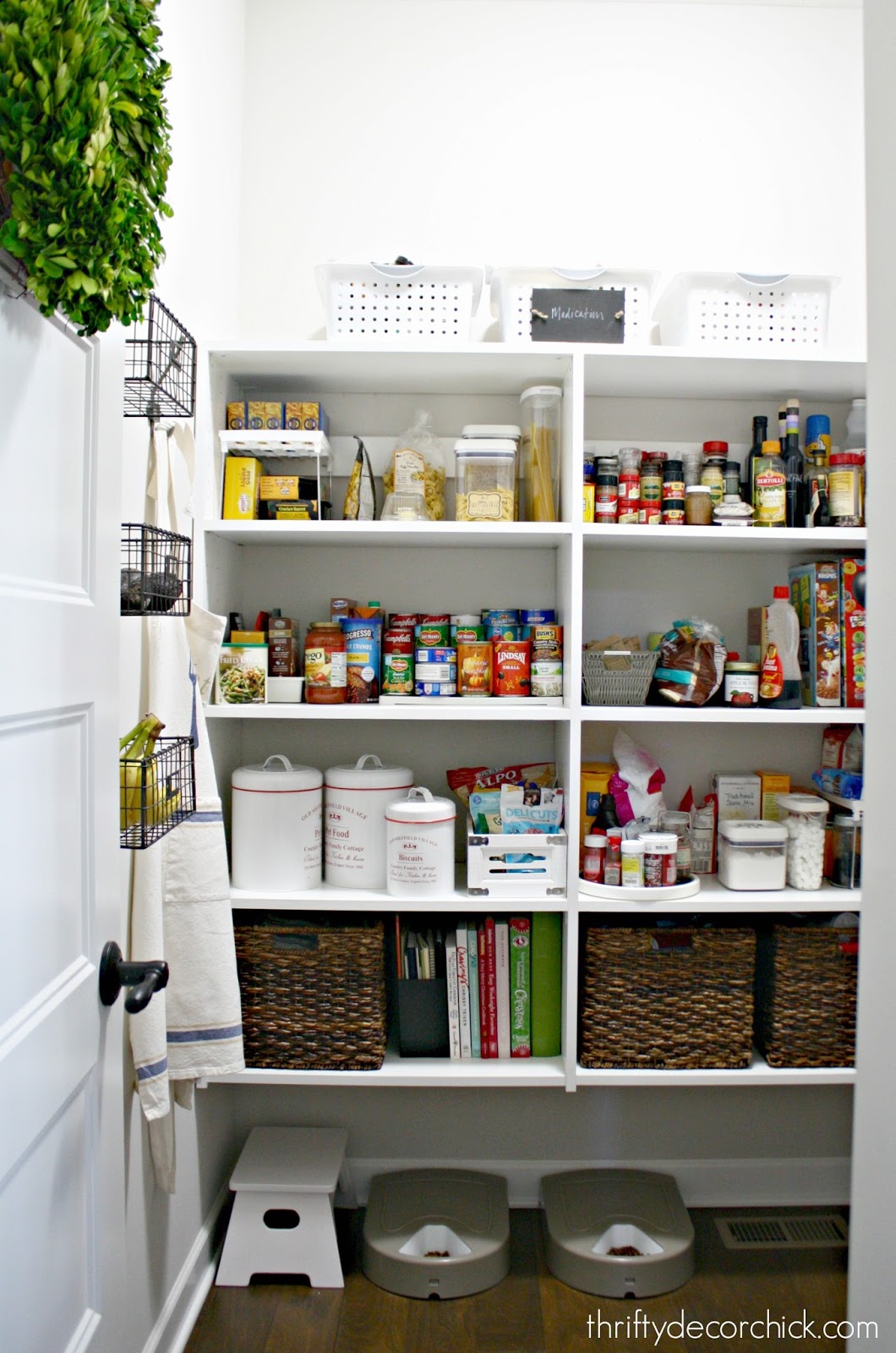 pantry with open shelves