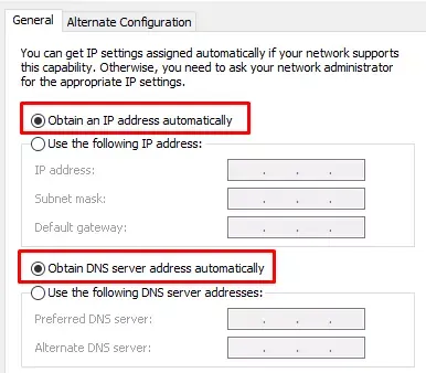 btenir automatiquement une adresse IP