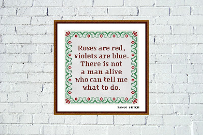 Roses are red meme funny cross stitch embroidery pattern