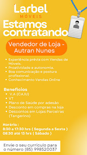 Vaga de Vendedor de Loja em Autran Nunes/CE