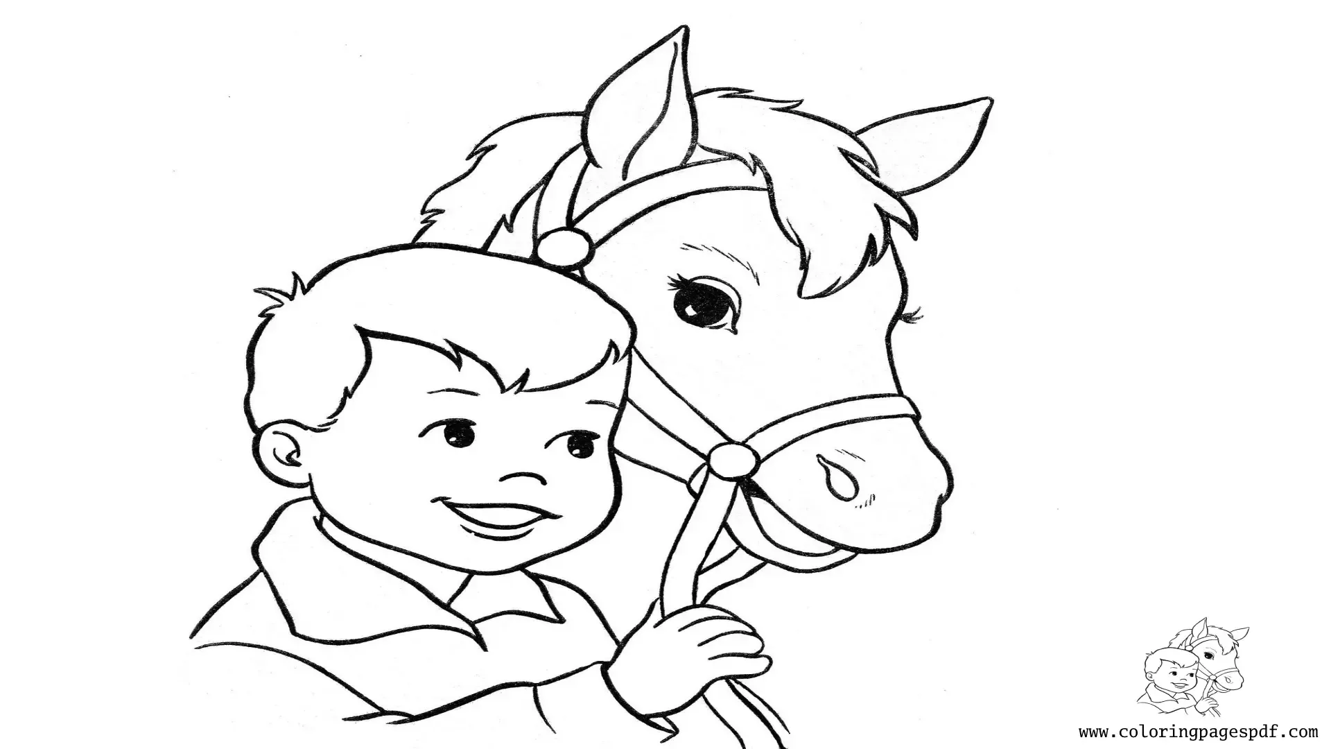Coloring Page Of A Horse With A Kid