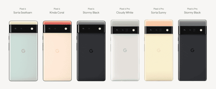 Google Pixel 6 and Pixel 6 Pro 6 available colors