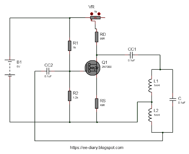 enhancement mosfet hartley oscillator circuit diagram