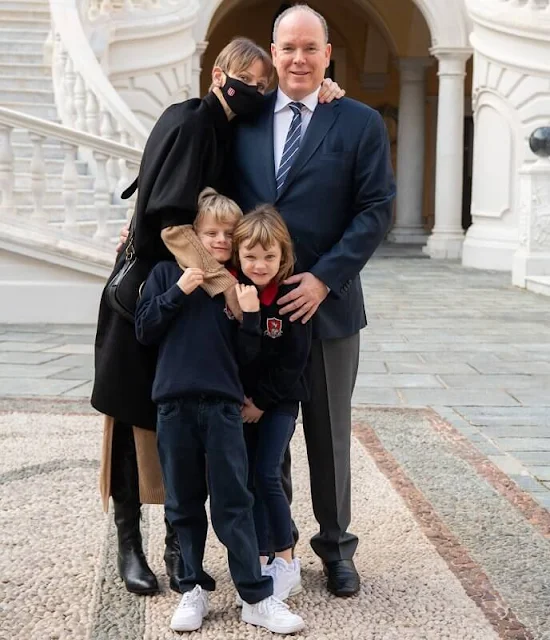 Prince Albert II, Hereditary Prince Jacques and Princess Gabriella welcomed their wife and mother Princess Charlene
