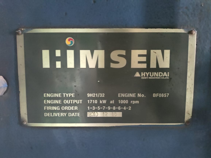 HYUNDAI HIMSEN 9H21/32 GENERATOR 