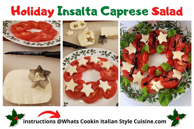cutout cheeses for holiday style wreaths for caprese salad
