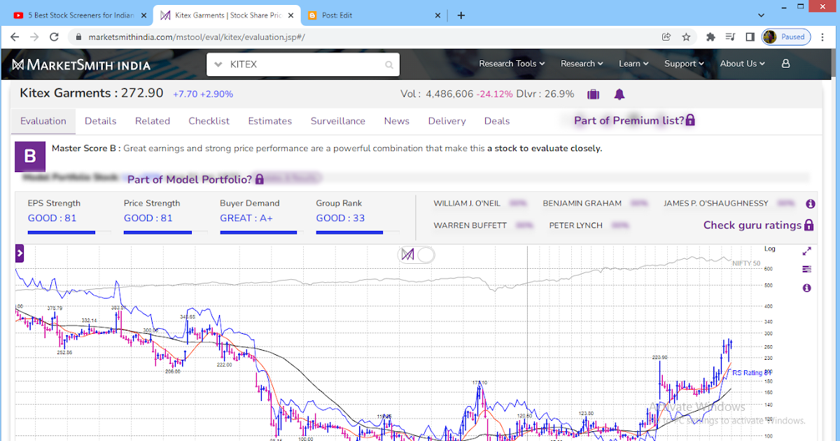 One of the Best stock screener for investing in Indian Share Market - marketsmithindia