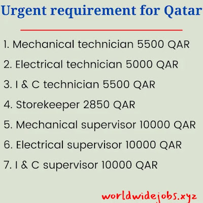 Urgent requirement for Qatar