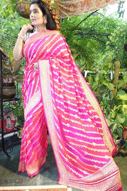 Rangkaat shikargah saree in pink and purple