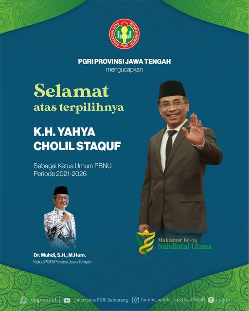 Selamat kepada KH. Yahya Cholil Staquf menjadi Ketua Umum PBNU periode 2021-2026