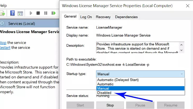 windows lisense manager disabled