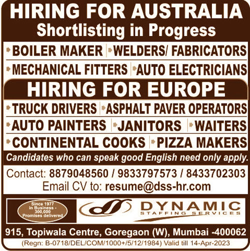 Mechanical Jobs In Australia: Hiring by Dynamic Staffing Services