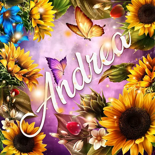 imágen con el nombre anahi con fondo de girasoles y mariposas para descargar gratis