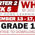 GRADE 1 WEEK 5: Quarter 2 Weekly Home Learning Plan (UPDATED)