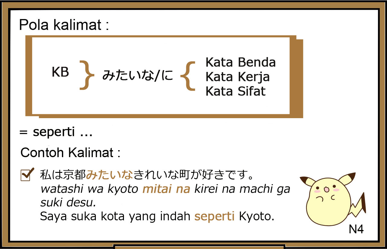 Pola Kalimat / Tata Bahasa / Bunpou / Grammar bahasa Jepang ～みたいな/に ( ~ mitai na/ni )
