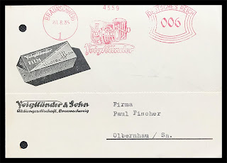 Front of business envelope from Voigtländer & Sohn, Germany’s renowned lens and camera maker, known for precision optics and photographic innovation.