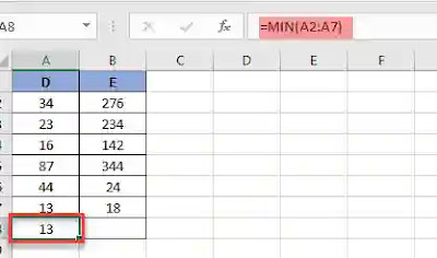 rumus excel min