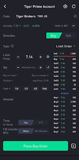 Tiger Brokers app interface - Trade tab