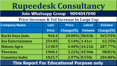 Price Increase & Vol Increase In Large Cap