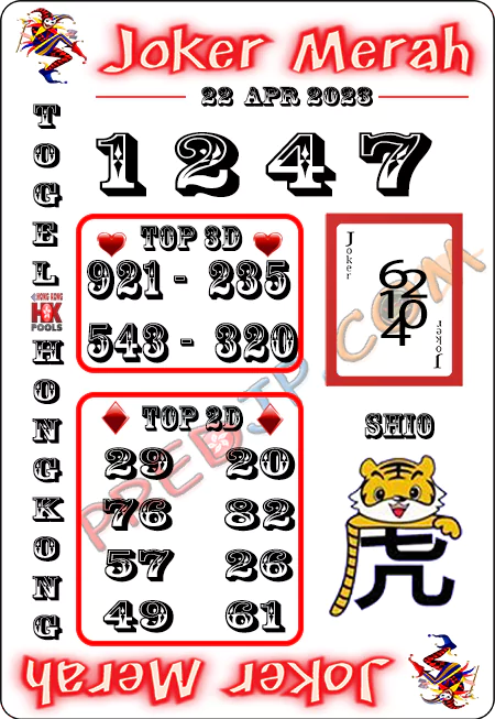 Prediksi Joker Merah Hongkong Sabtu 22 April 2023