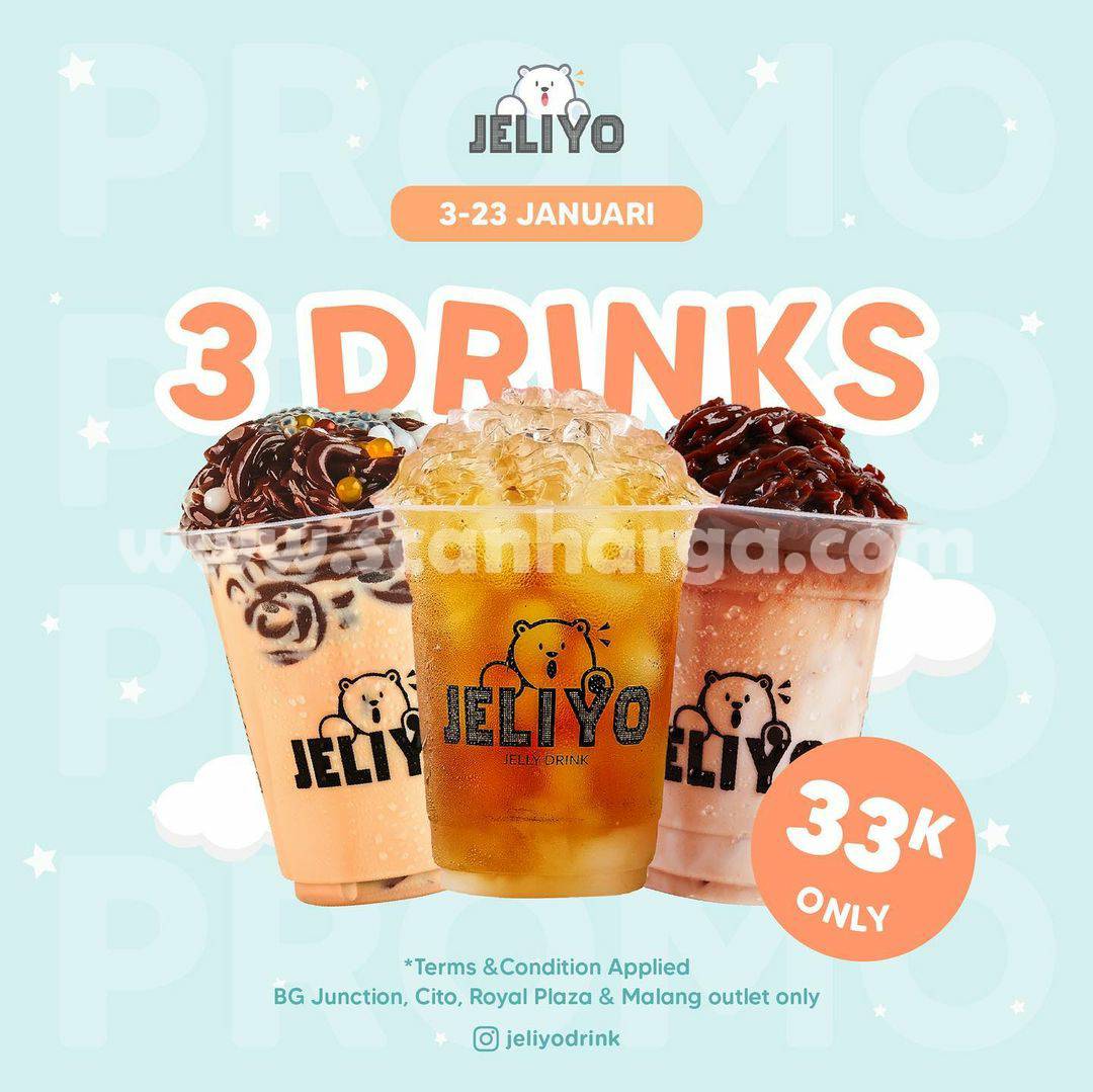 Promo JELIYO Beli Paket 3 Minuman harga hanya Rp 33.000