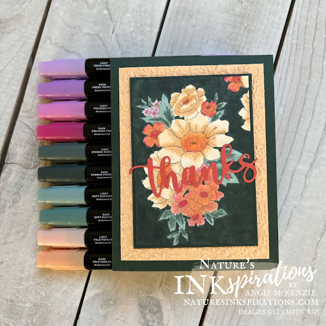 Stampin' Blends used to color this Blessings of Home CAP thank you card | Nature's INKspirations by Angie McKenzie