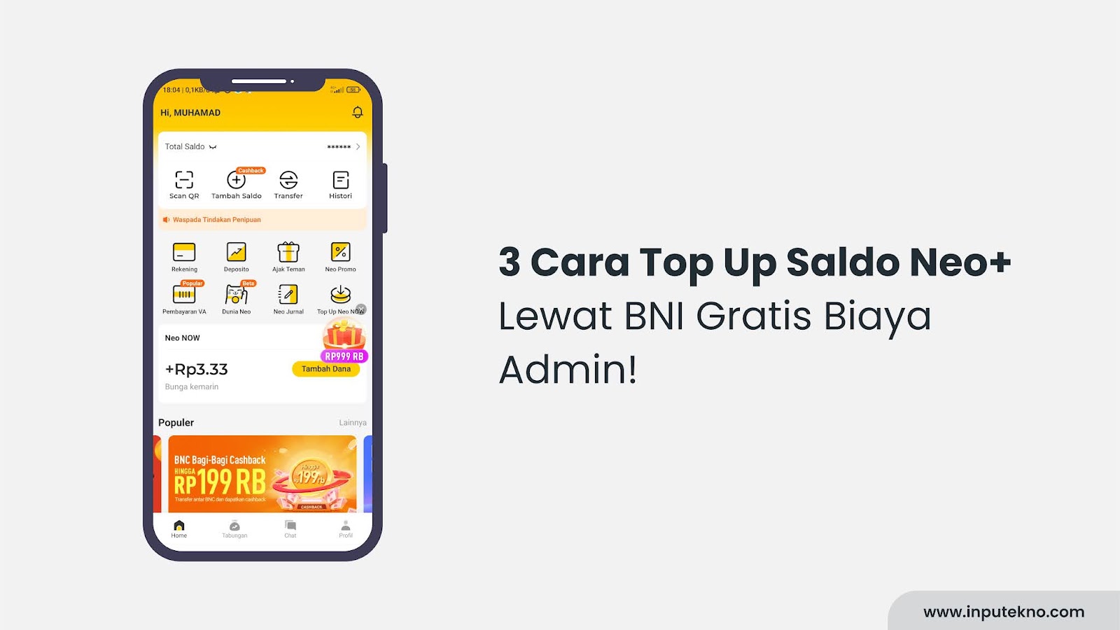 3 Cara Top Up Saldo Neo+ Lewat BNI