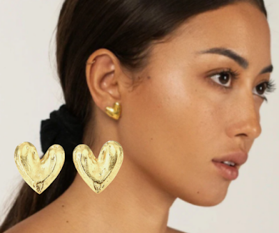 Trendy Simple Heart-shaped 925 Sterling Silver 18K Gold Plated Studs Earrings