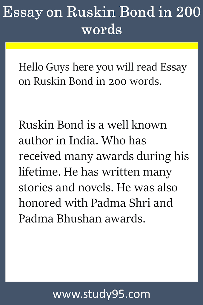 Essay on Ruskin Bond in 200 words - Study95