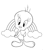 Baby Tweety and a rainbow Coloring Page