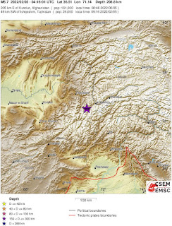 Cutremur moderat cu magnitudinea de 5,7 in Afganistan (muntii Hindu Kush)