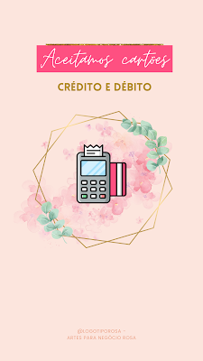 Aceitamos cartões crédito e débito Rosa Pink