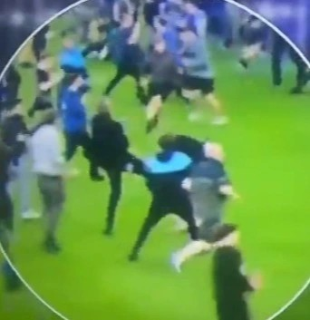 Watch Angry Moment  Crystal Palace Coach, Patrick Viera Kicked Out A Pitch Invader  To The Ground (Video) 