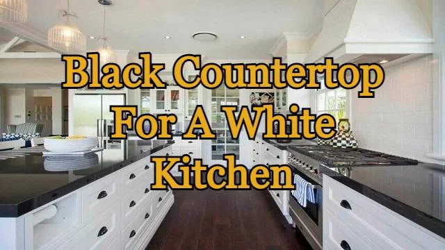 White kitchen cabinets with black granite countertops