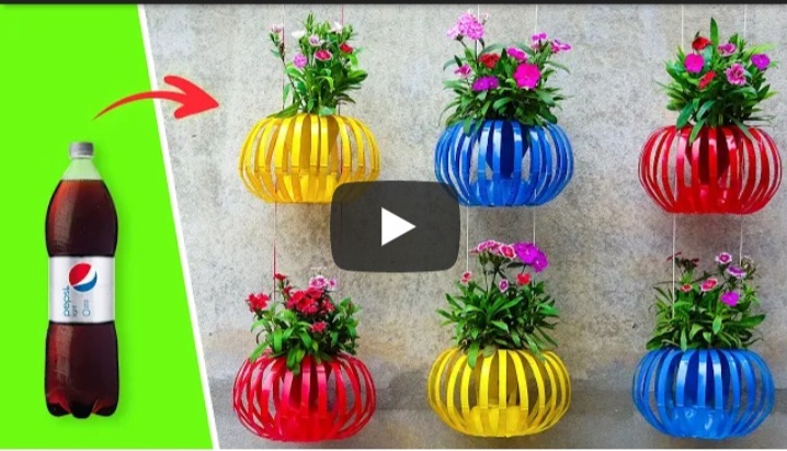 Make beautiful hanging Lantern Flower Pots with plastic bottles