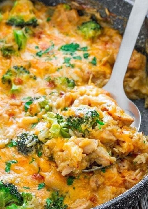 Broccoli & Rice Casserole with Chicken & Cheese