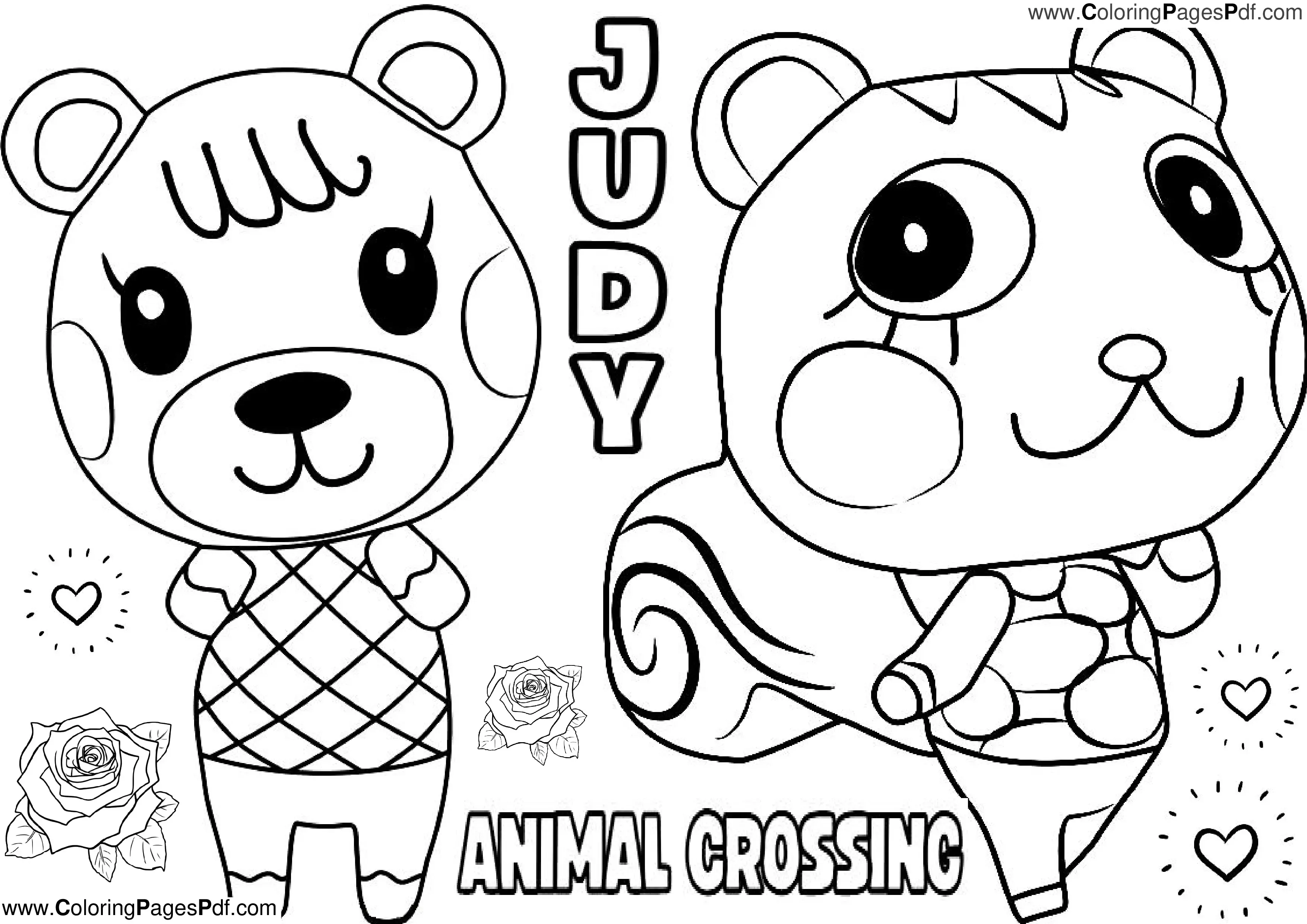 Judy animal crossing coloring pages