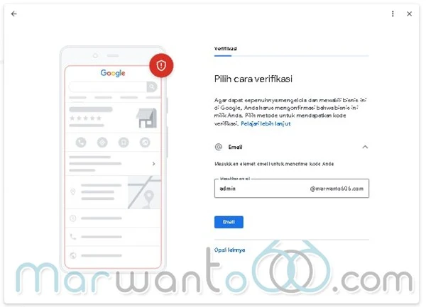 Verifikasi google business dengan Email TLD