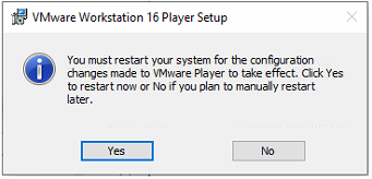 VMware workstation player restart