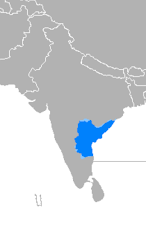 map of India highlighting Telangana and Andhra Pradesh