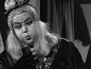 hattie jacques, make mine mink, 1960, 1960s, film, movie, cinema, british, english, comedy, actress, woman, female, fashion, blonde wig, hat