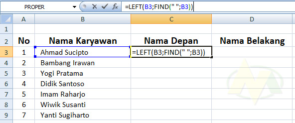 Tips Cara Memisahkan Nama Depan dan Nama Belakang di Excel.