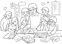 Teacher and pupils coloring Pages
